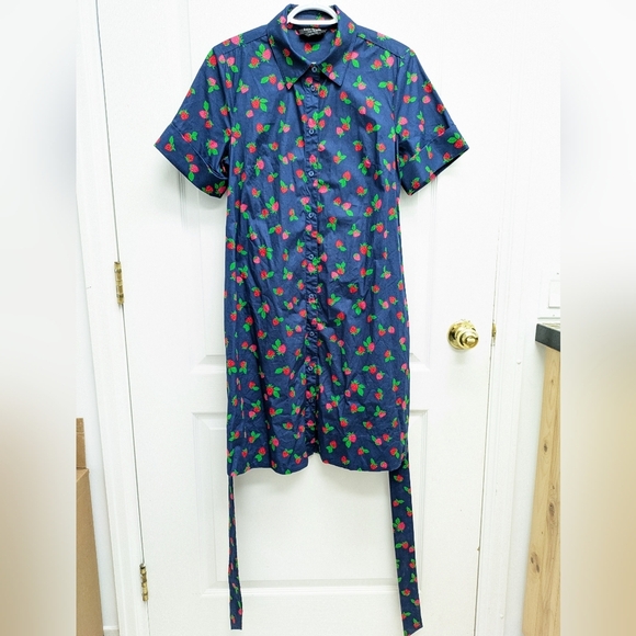 Kate Spade tossed strawberry shirt dress size M - Picture 4 of 14